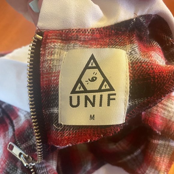 Unif Medium Plaid red dress with pointed white collar - Picture 4 of 8